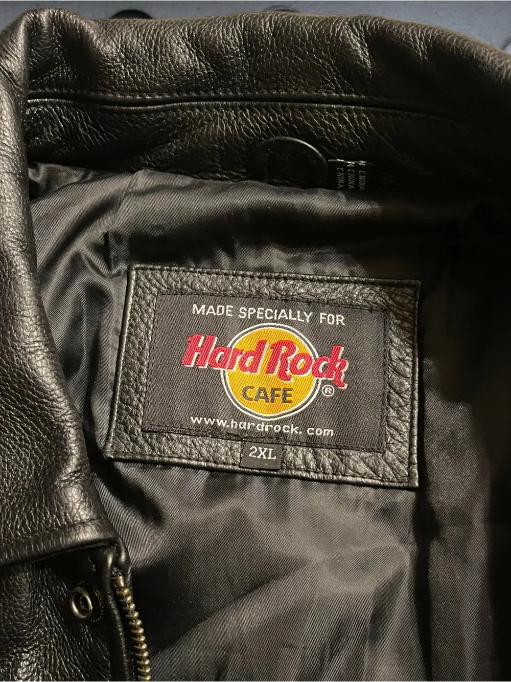 Hard Rock Cafe Houston   Embroidered Black Leather Bomber Jacket Men's Size XXL